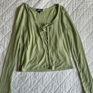 Freshman Light Green Ribbed Long Sleeve Top Set